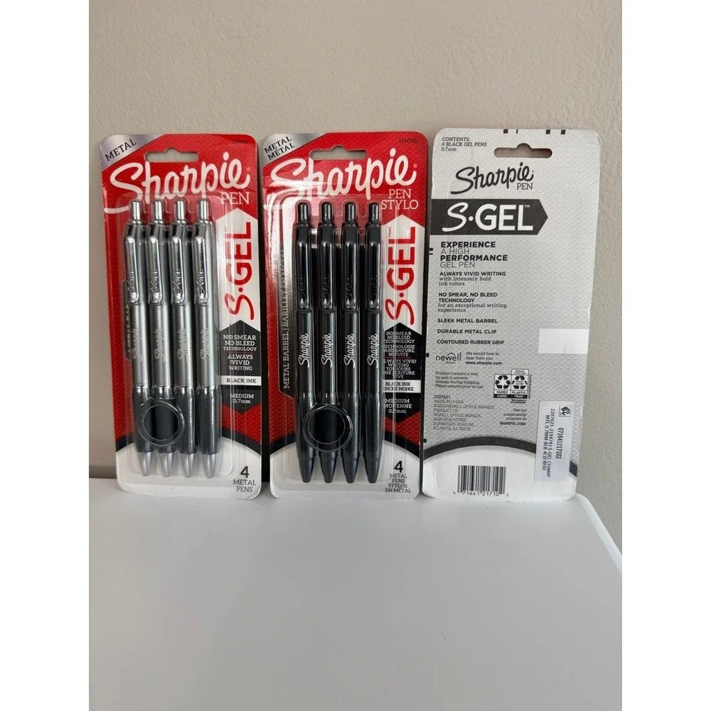 Sharpie S-Gel Metal Barrel Pens 12ct 0.7mm Black Ink Multi Color NWT